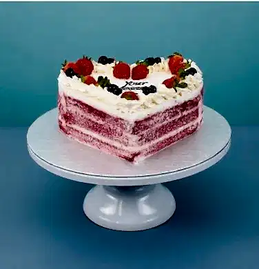 Heart Shaped Naked Berry Red Velvet Cake