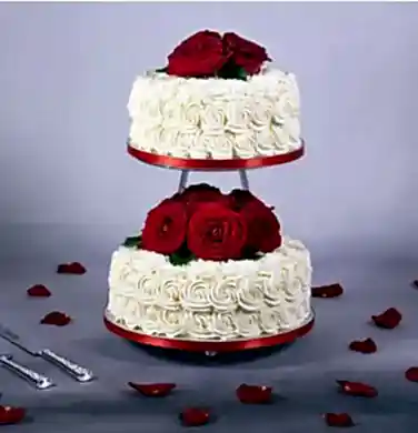 Rosette Two Tier Red Roses