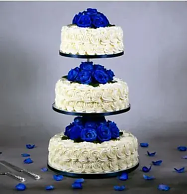 Rosette Three Tier with Blue Roses