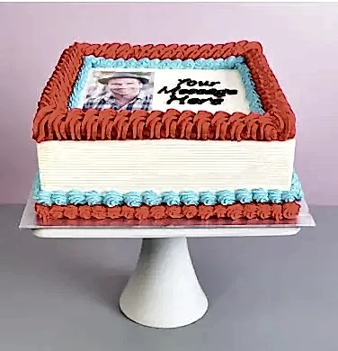 Red & Blue Photo Cake