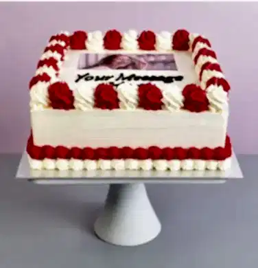 Red & White Photo Cake