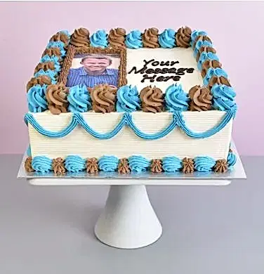 Blue & Brown Photo Cake