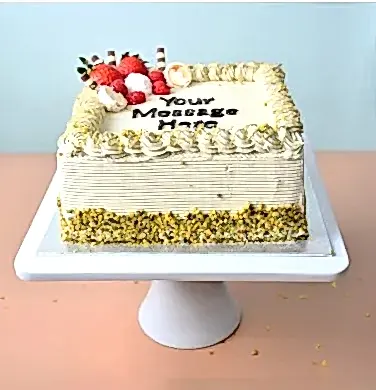 Pistachio Cream Berry Square Cake